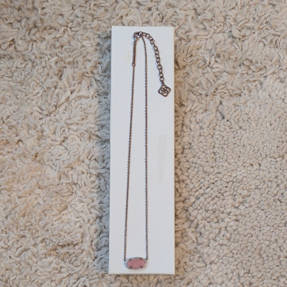 Kendra Scott Silver Necklace with Pink Pendant